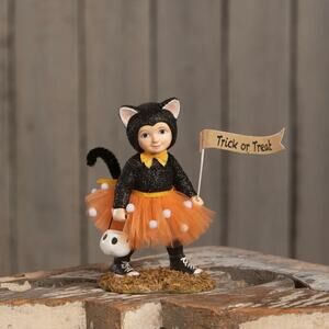 Bethany Lowe Dressed Up Rorie Girl In Cat Costume Halloween Figurine NEW